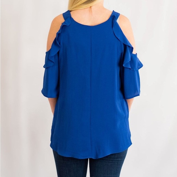 Umgee Ruffled Cold Shoulder Blouse - Picture 2 of 5